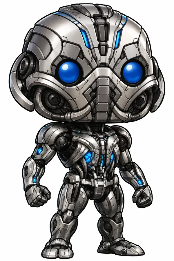 A cartoon Funko-style figure on a white background